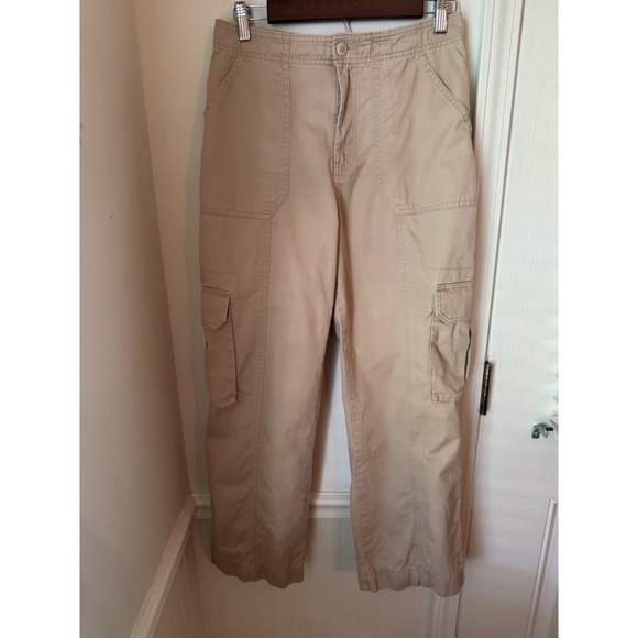 Abercrombie & Fitch Pants - Abercrombie & Fitch Curve Love Cargo Pants Tan Khaki Wide Leg 29/8 Cotton